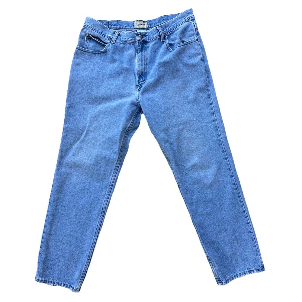 VTG L.L. Bean Classic Fit Jean 35x29 (32x28) 90s Light Wash FadeDistressed Denim